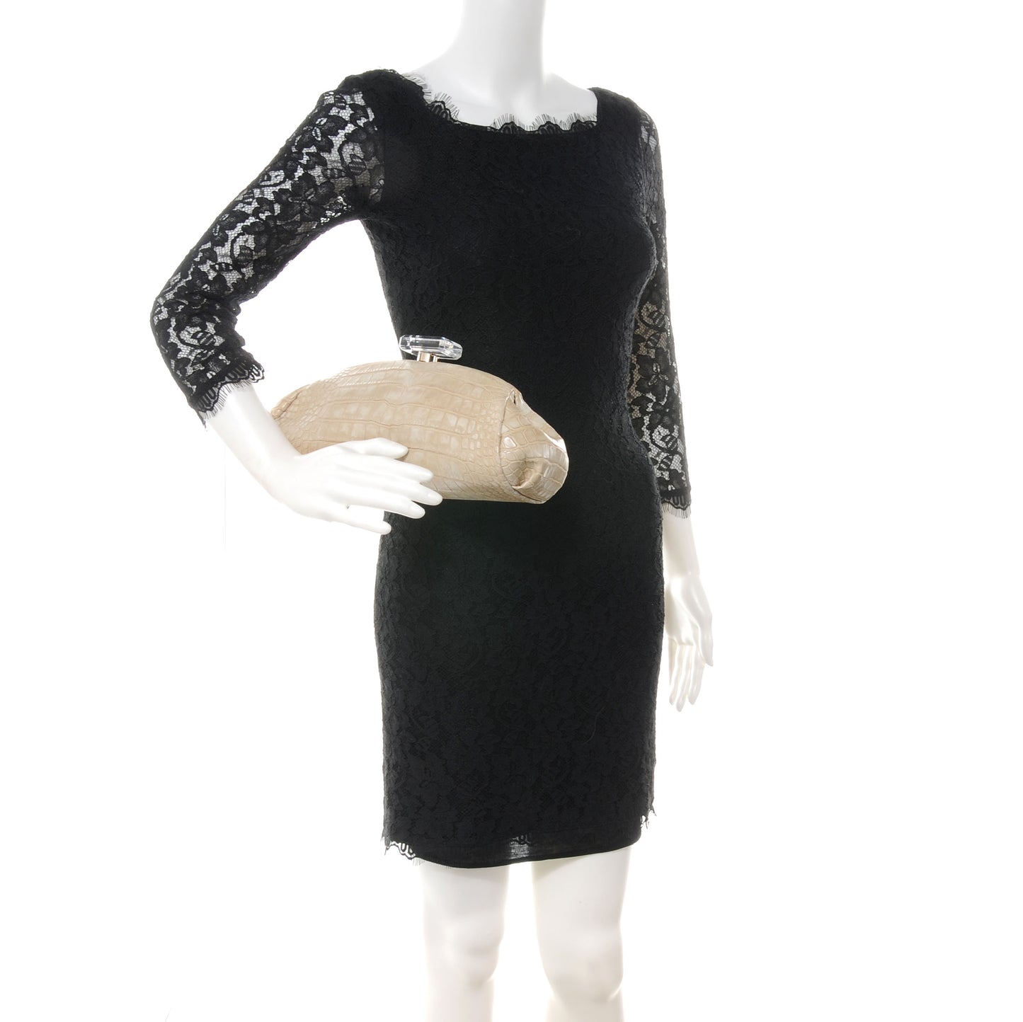 Matte Alligator Perfume Bottle Top Clutch Beige