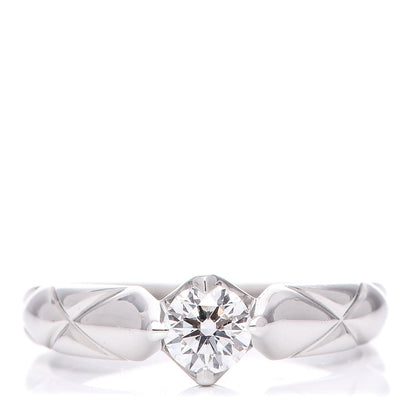 Chanel Platinum Diamond Matelasse Ring 48 4.5 1 of 6