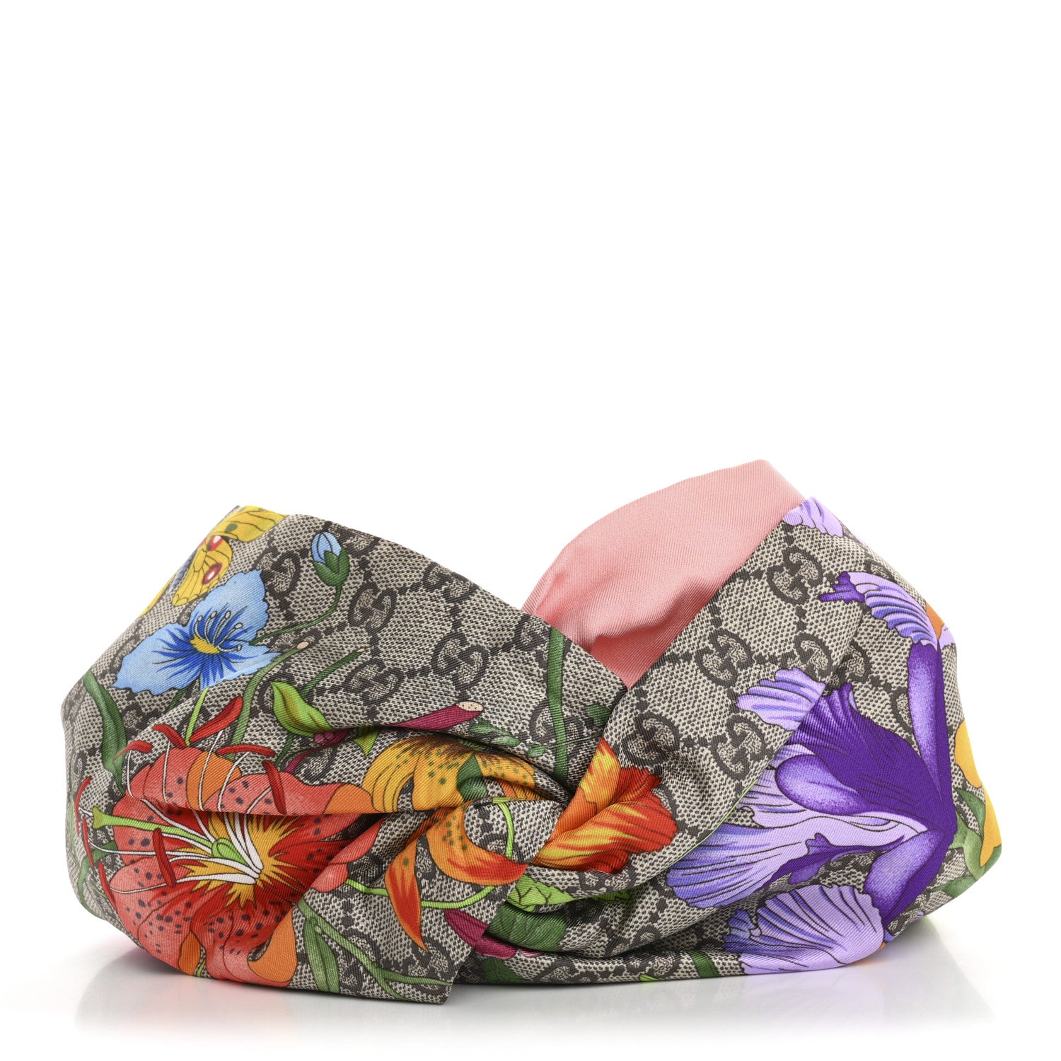 Gucci Silk Monogram Flora Print Headband M Pink 1 of 5