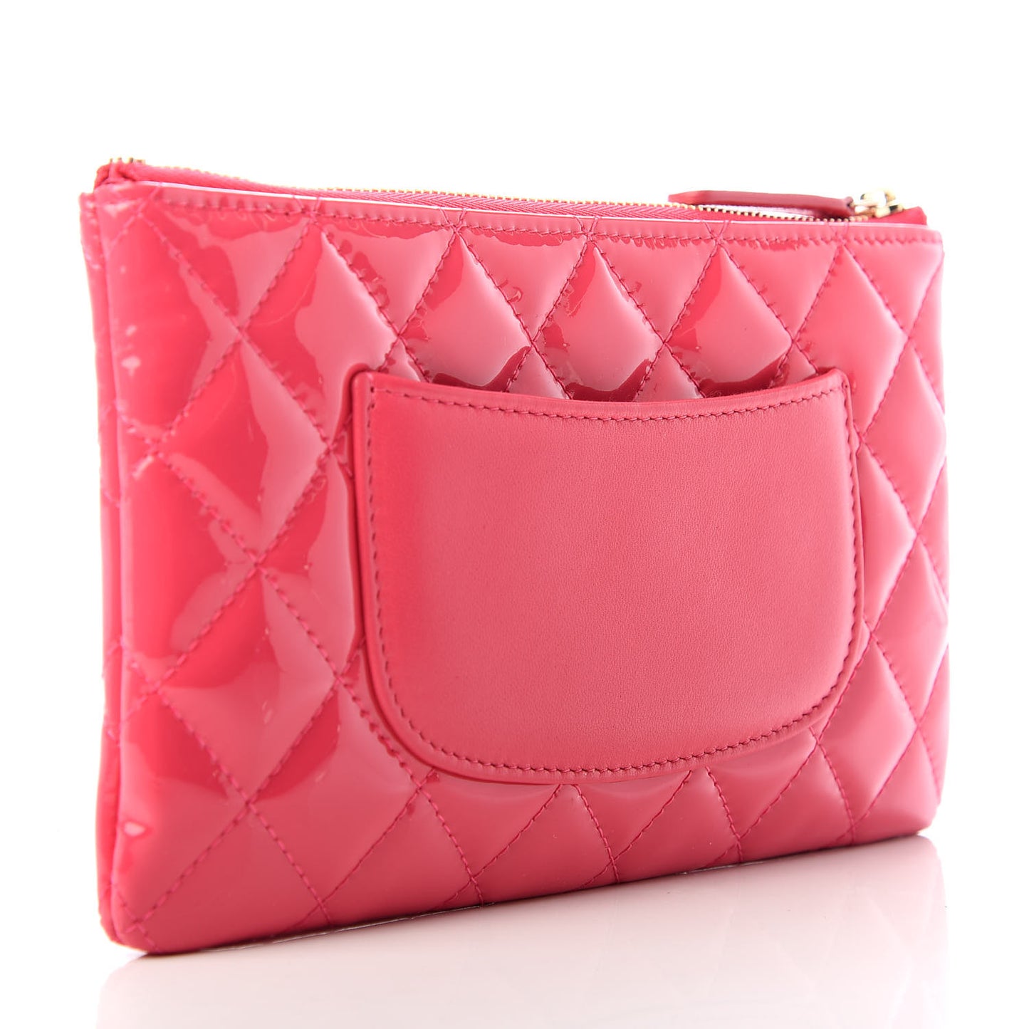 Patent Quilted Small Cosmetic Case Pink
