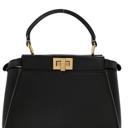 Fendi Vitello Seta Nabuk Pequin Mini Peekaboo Iconic Satchel Ebano Tobacco Moro 8 of 14