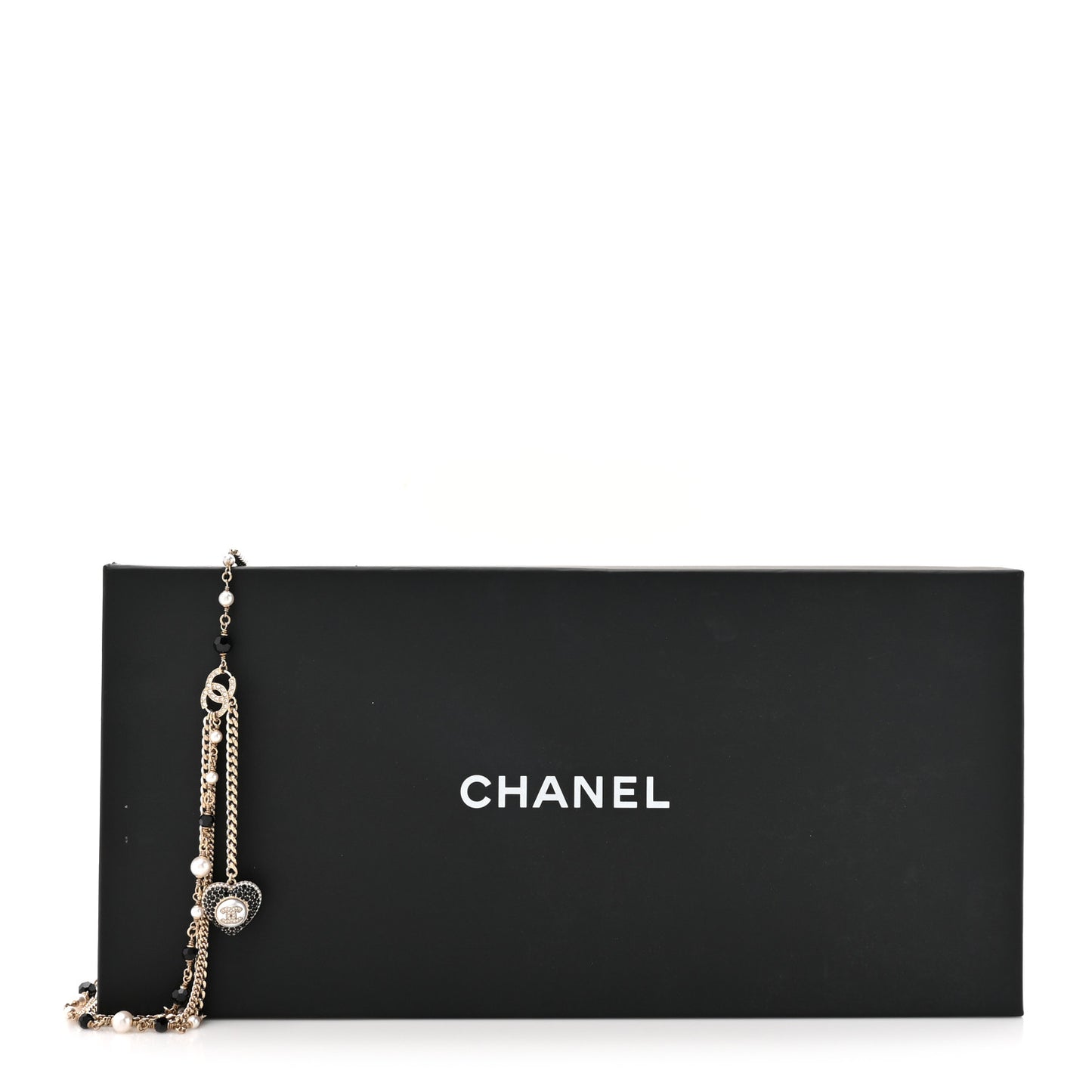 Pearl Crystal Bead Chain Heart CC Belt 80 Gold Black