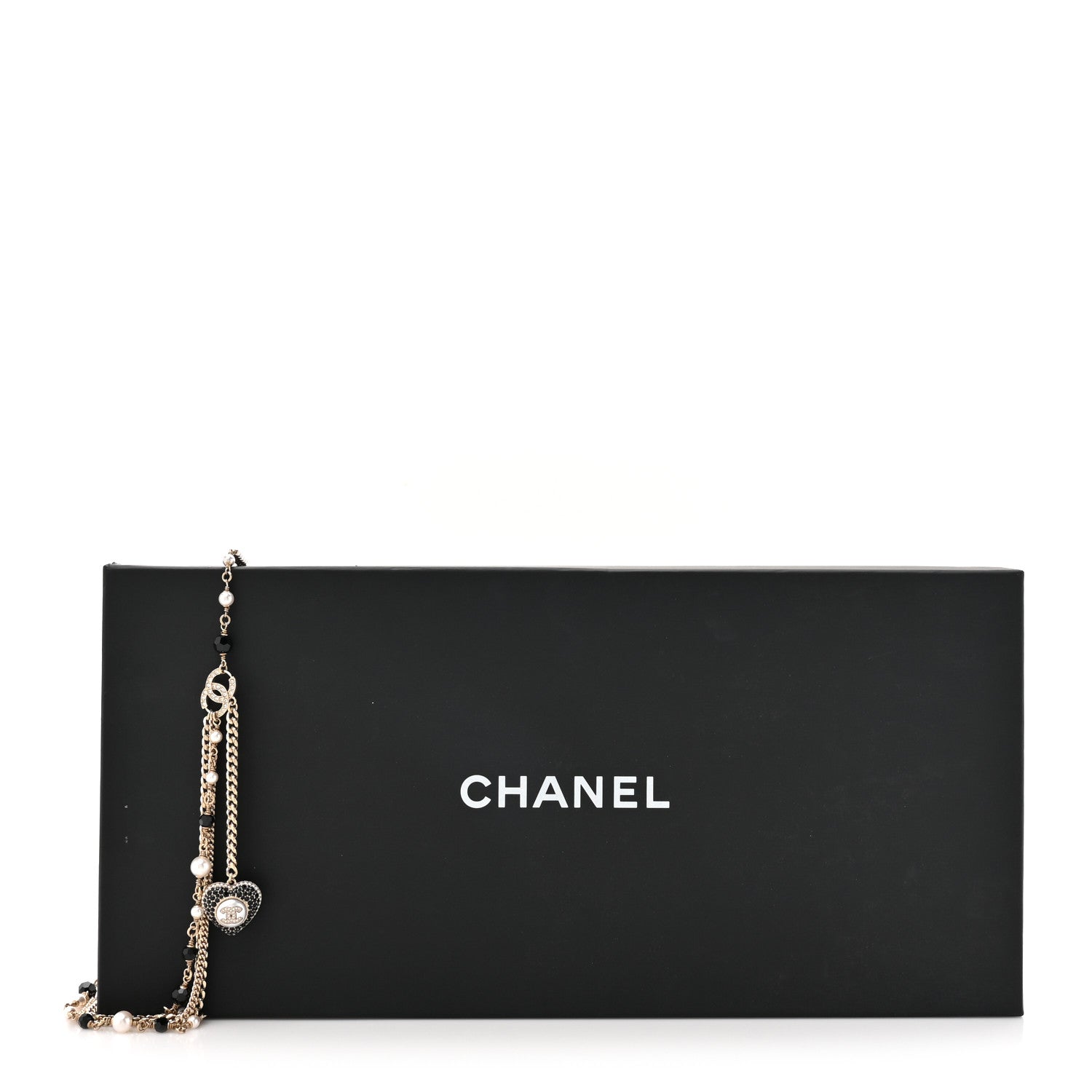 Chanel Pearl Crystal Bead Chain Heart CC Belt 80 Gold Black 4 of 4