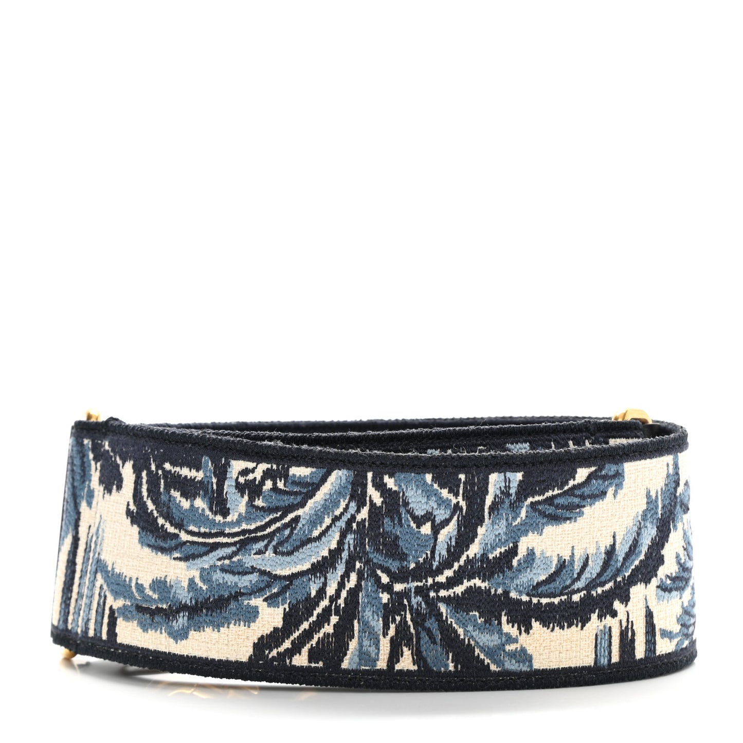 Canvas Embroidered Palm Tree Shoulder Strap Blue Multicolor