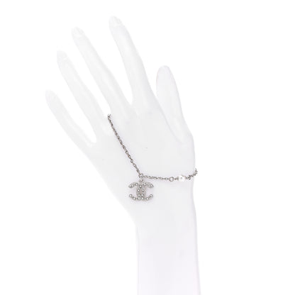 Chanel Pearl Crystal CC Bracelet Silver 2 of 5