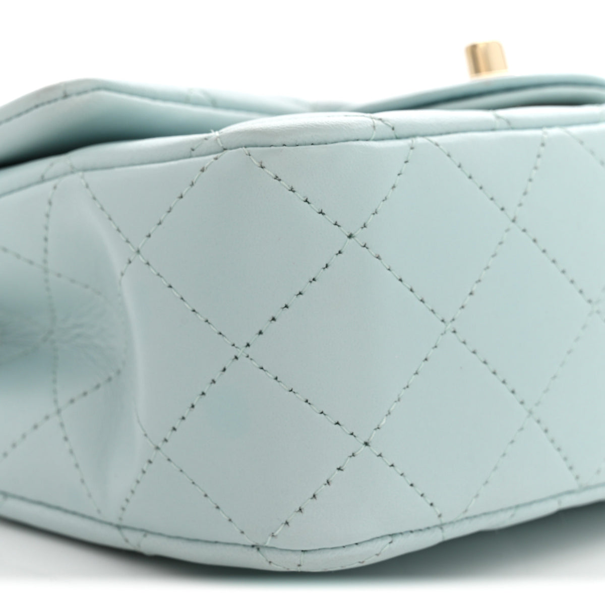 Lambskin Quilted Mini Top Handle Rectangular Flap Light Blue