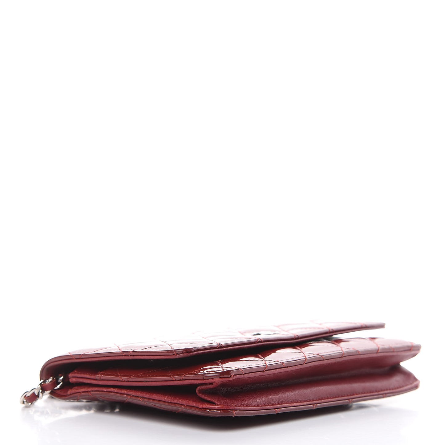 Patent Quilted Wallet On Chain WOC Red