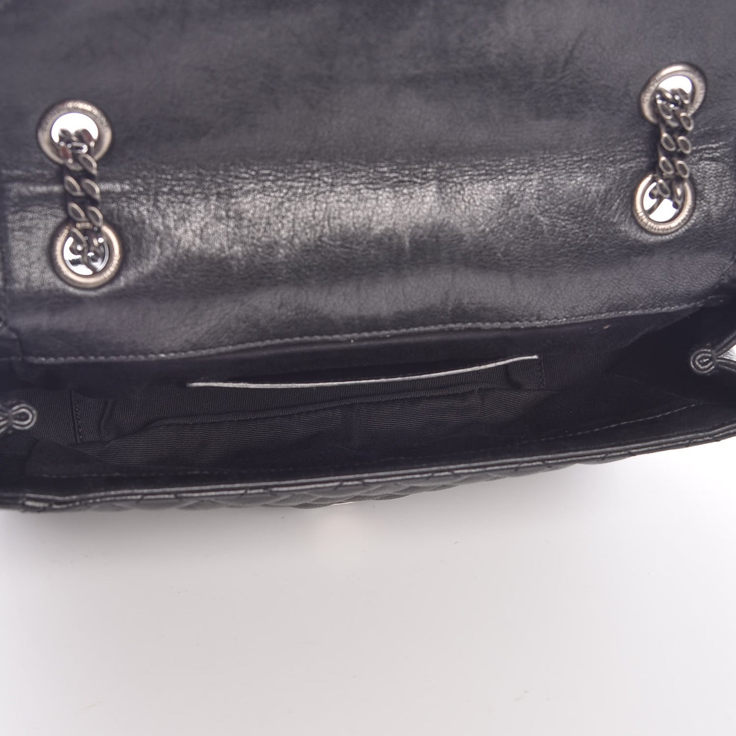 Sheepskin Tri-Quilt Monogram Medium College Bag Black