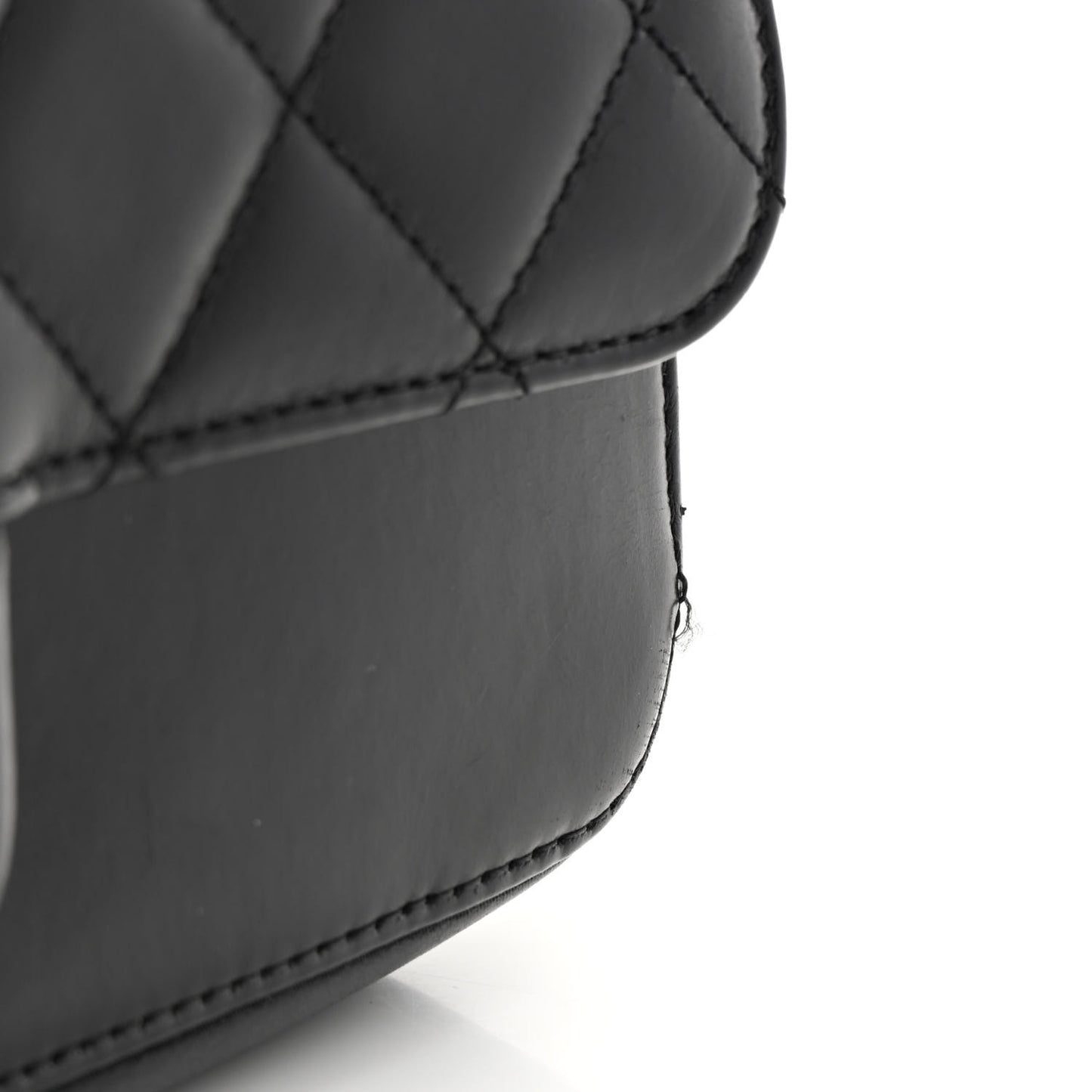 Iridescent Calfskin Quilted Small Straight Lined Flap Black