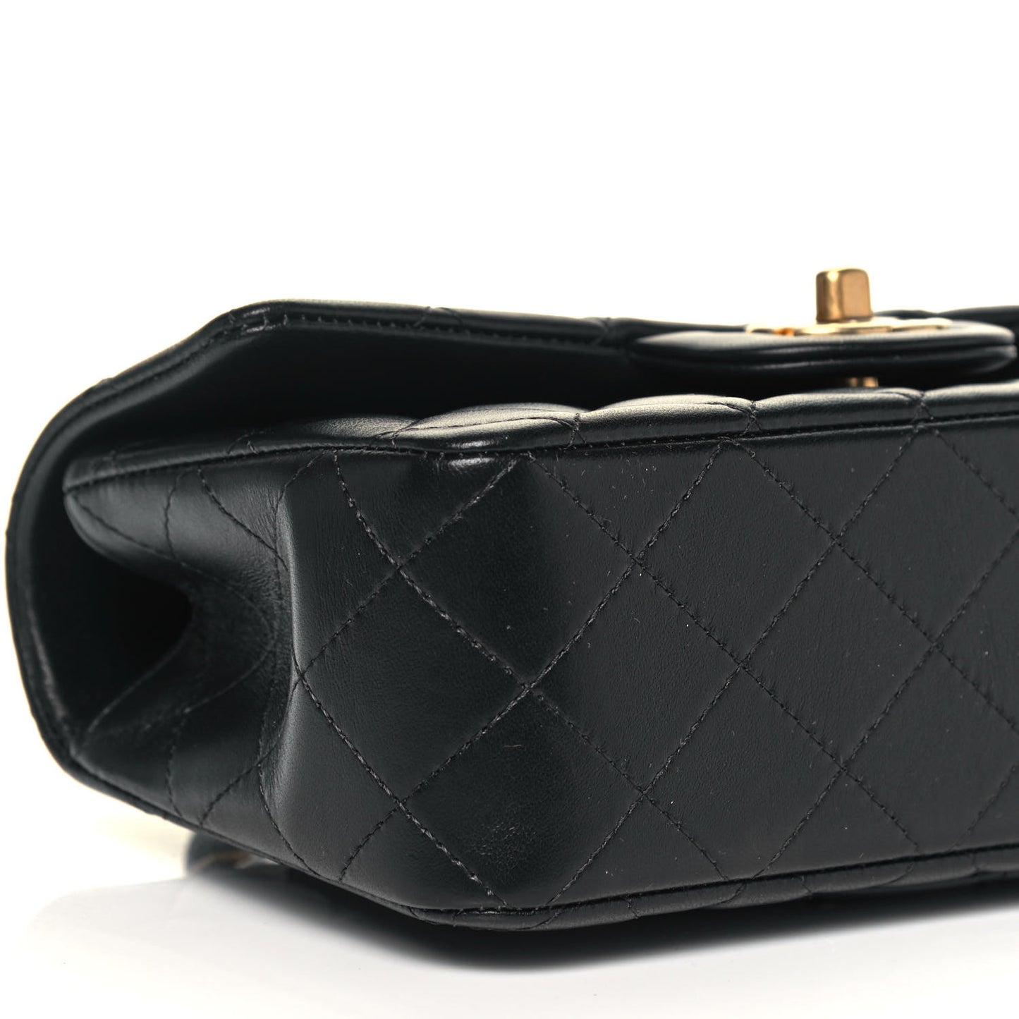 Lambskin Quilted Mini Top Handle Rectangular Flap Black