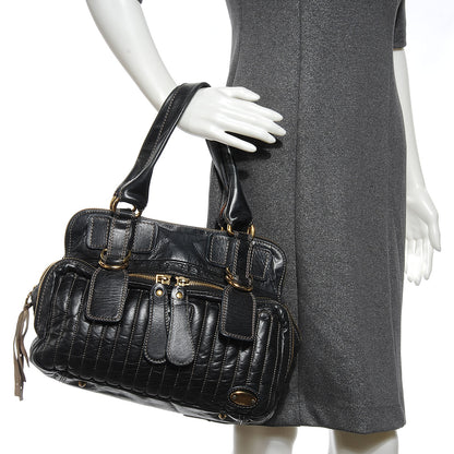 Chloe Leather Quilted Large Bay Tote Black 2 of 7