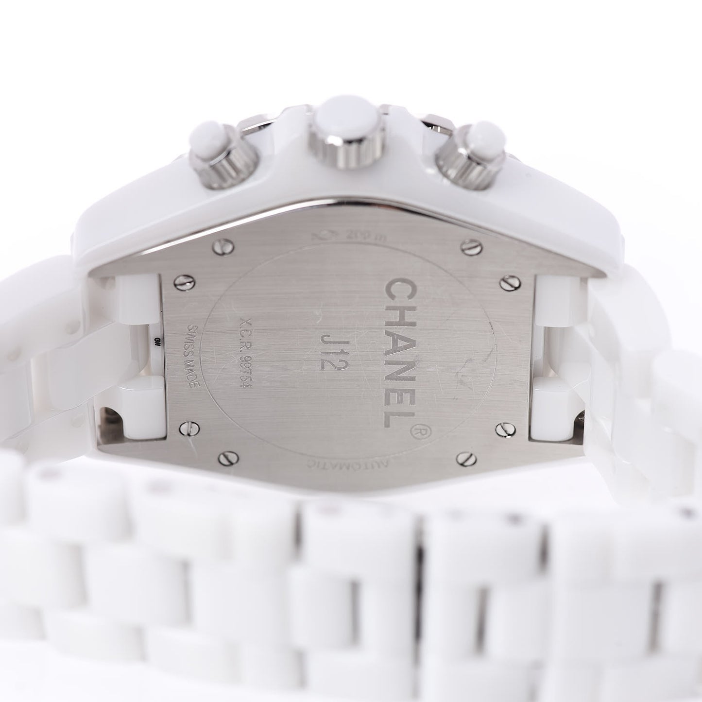 Stainless Steel Ceramic Diamond 41mm J12 Chronograph Automatic Watch White