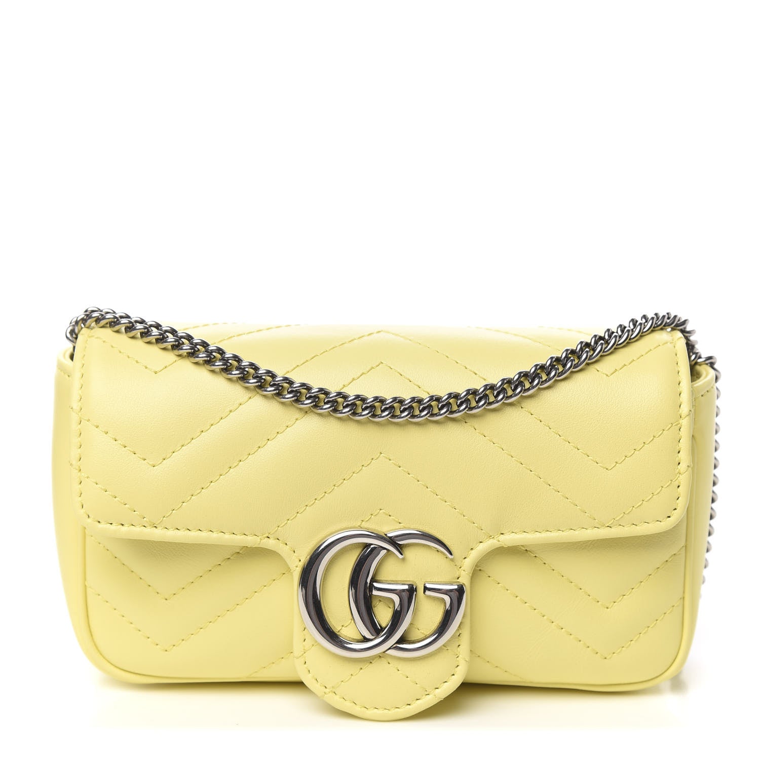 Gucci Calfskin Matelasse Super Mini GG Marmont Shoulder Bag Banana 1 of 10