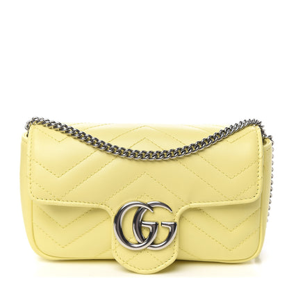 Gucci Calfskin Matelasse Super Mini GG Marmont Shoulder Bag Banana 1 of 10