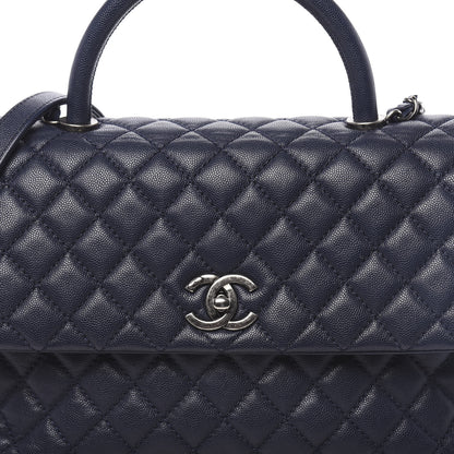 Chanel Caviar Quilted Medium Coco Handle Flap Navy Blue 10 of 11