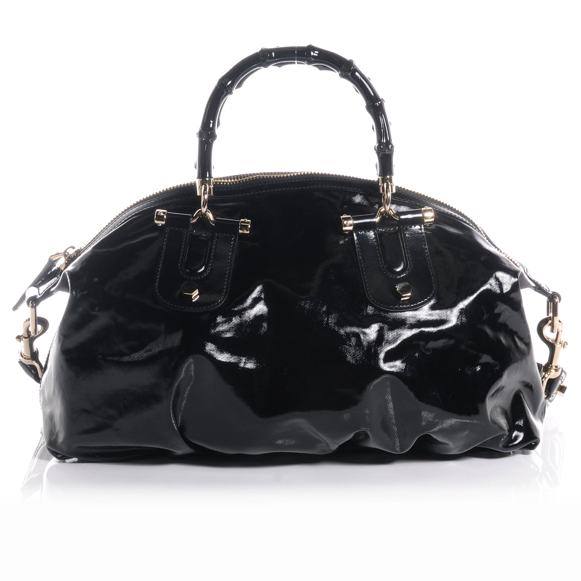 Gucci Dialux Pop Bamboo Top Handle Tote Black 1 of 7