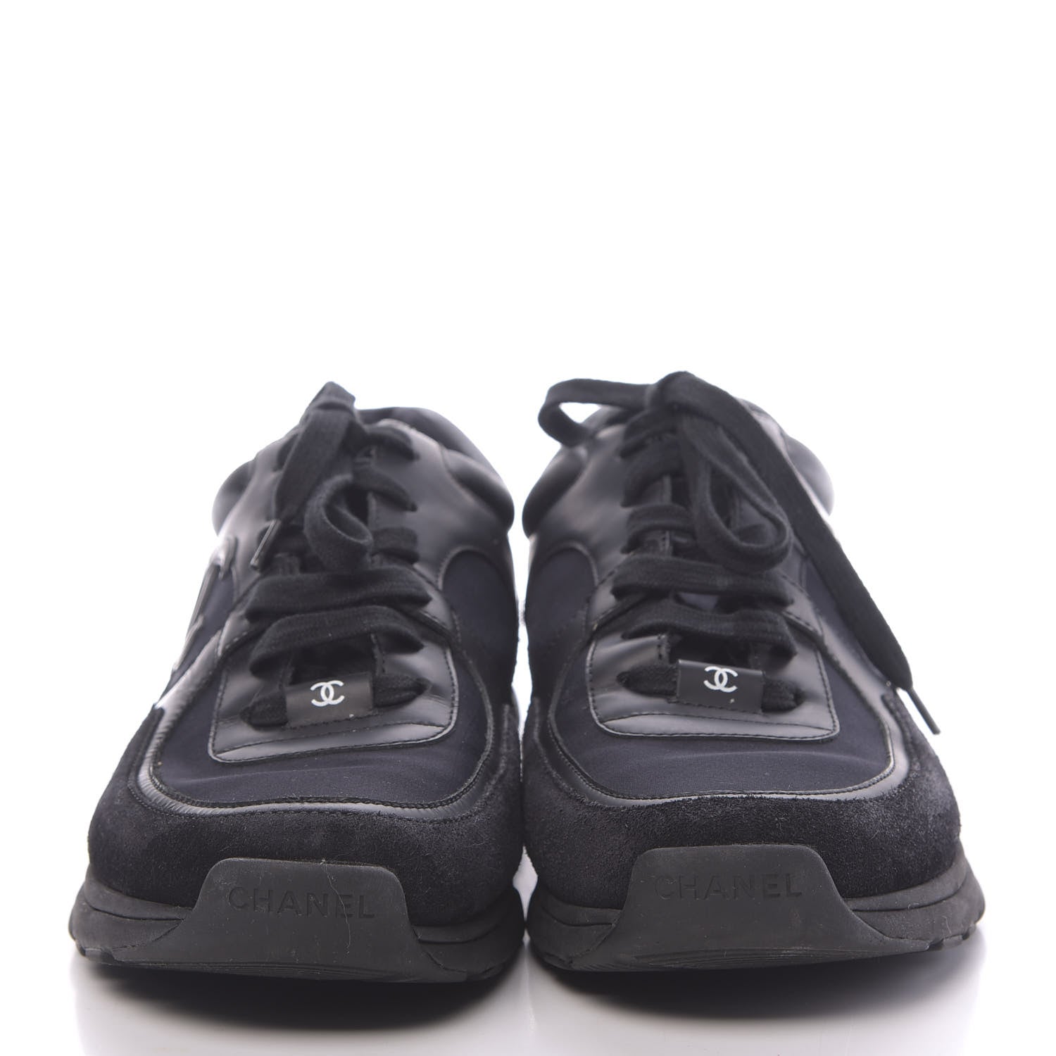 Chanel Fabric Calfskin Suede CC Sneakers 41 Black 2 of 9