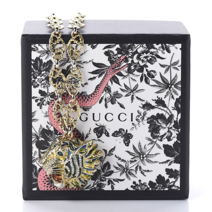 Gucci Metal Enamel Roaring Tiger Pendant Necklace Gold 6 of 6