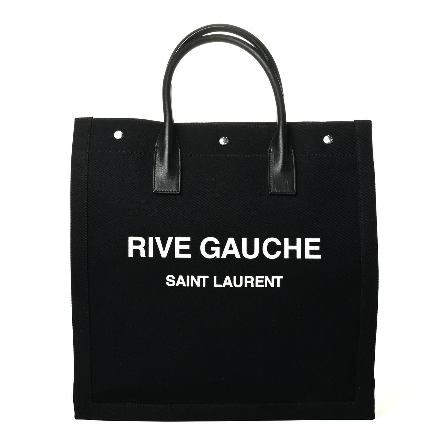 Linen Calfskin Rive Gauche North South Tote Black