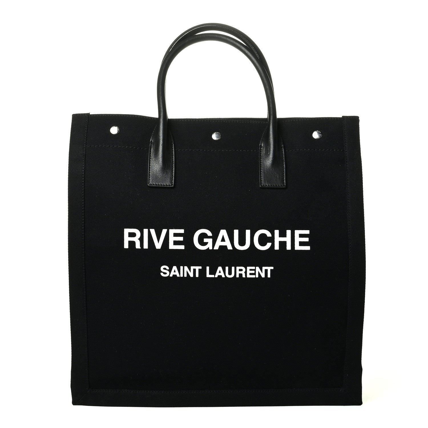 Saint Laurent Linen Calfskin Rive Gauche North South Tote Black 1 of 5