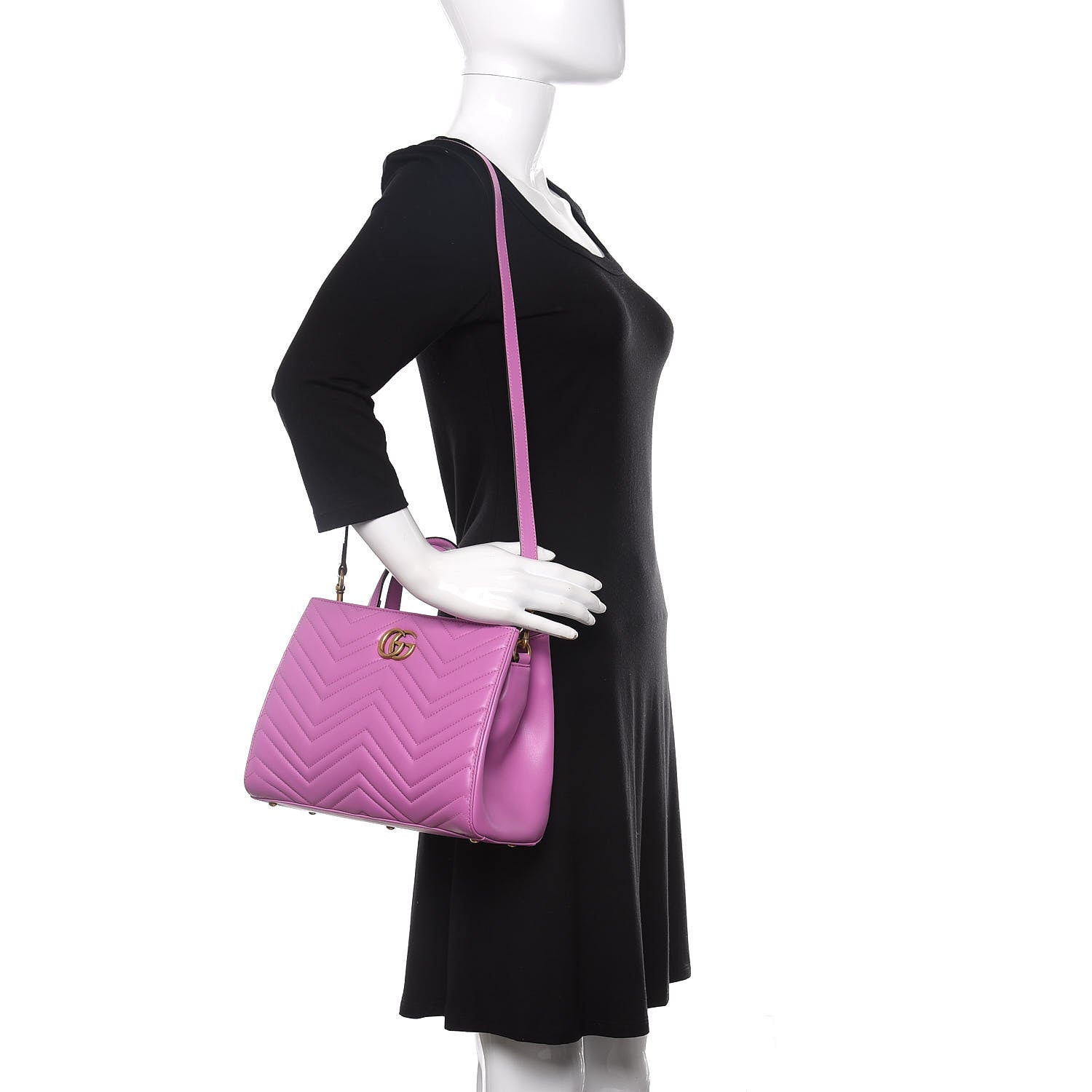 Gucci Calfskin Matelasse Small GG Marmont Tote Candy Mousse 2 of 10