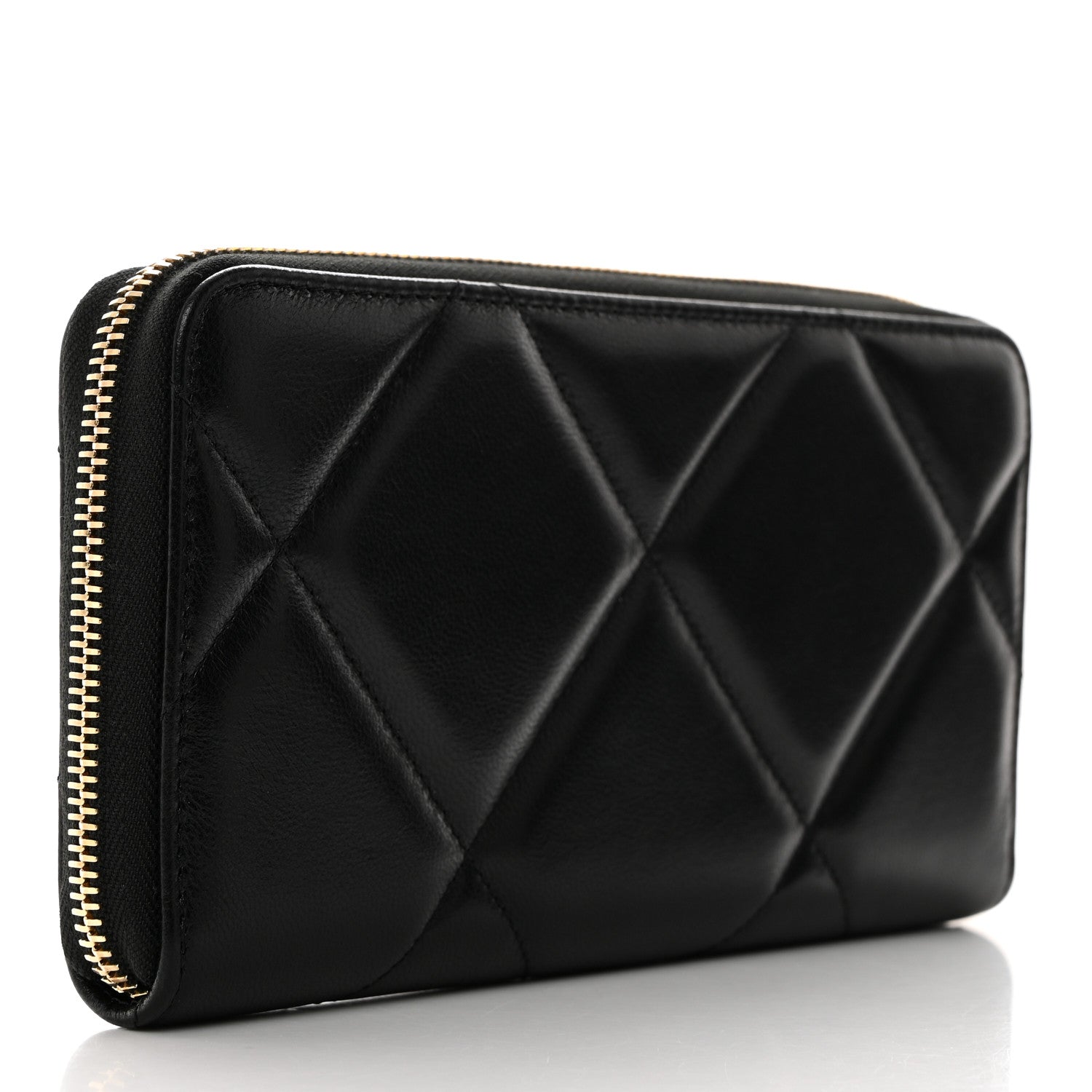 Chanel Lambskin Quilted 19 Long Zipped Around Wallet Black 2 of 9