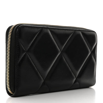 Chanel Lambskin Quilted 19 Long Zipped Around Wallet Black 2 of 9