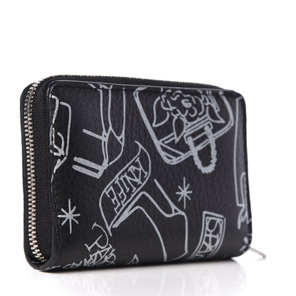 Balenciaga Calfskin Printed Tattoo Card Case Black 3 of 7