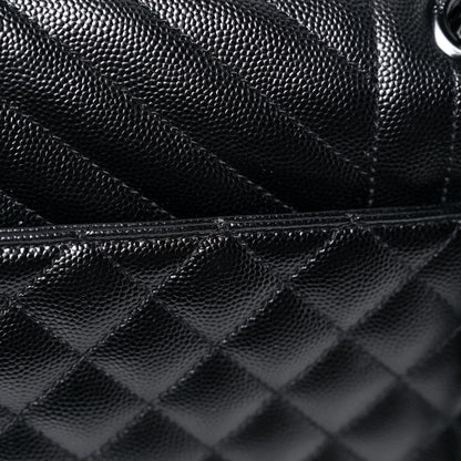Saint Laurent Grain De Poudre Textured Mixed Matelasse Large Triquilt Monogram Monochrome Satchel Black 10 of 10