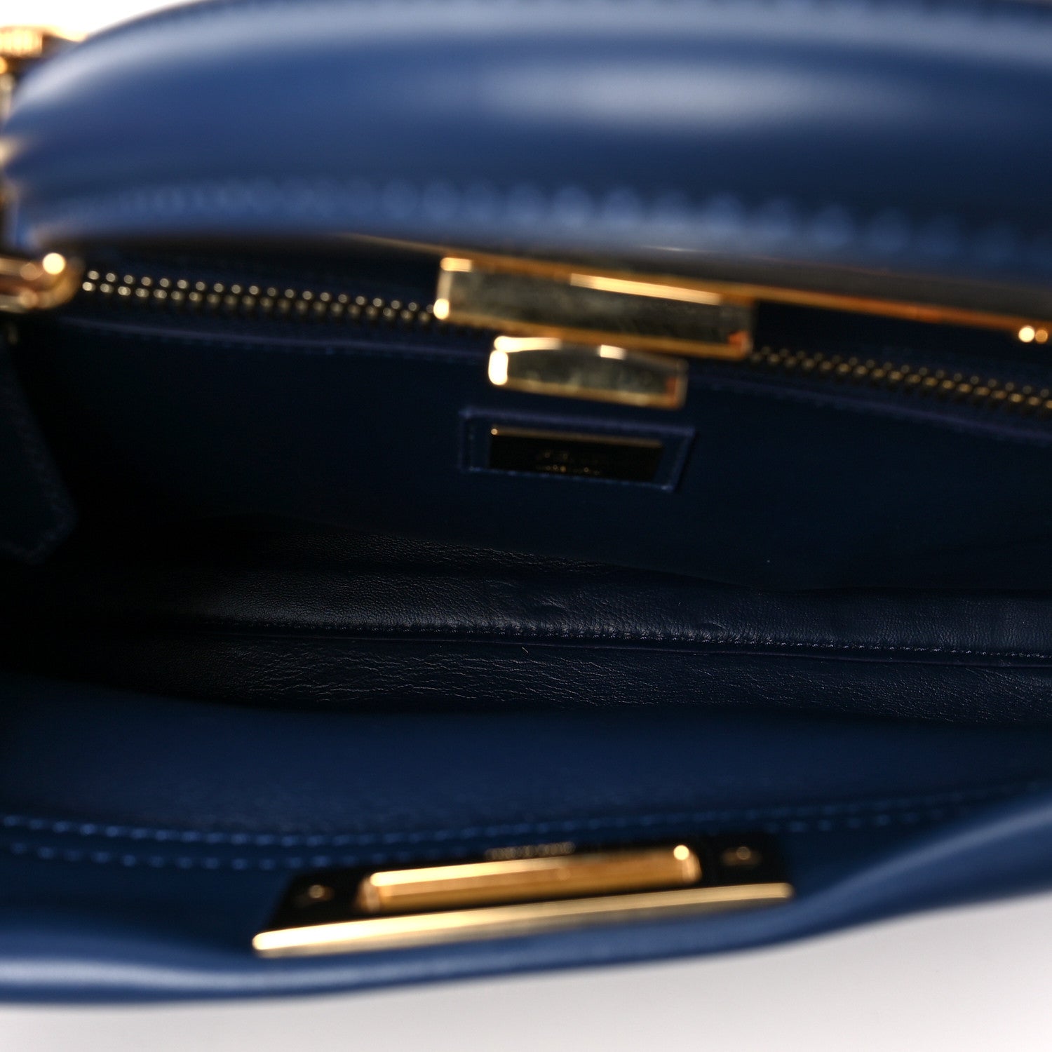 Fendi Vitello Seta Shiny Nappa Medium 3 Pocket Peekaboo Iconic Satchel Blueberry 4 of 6