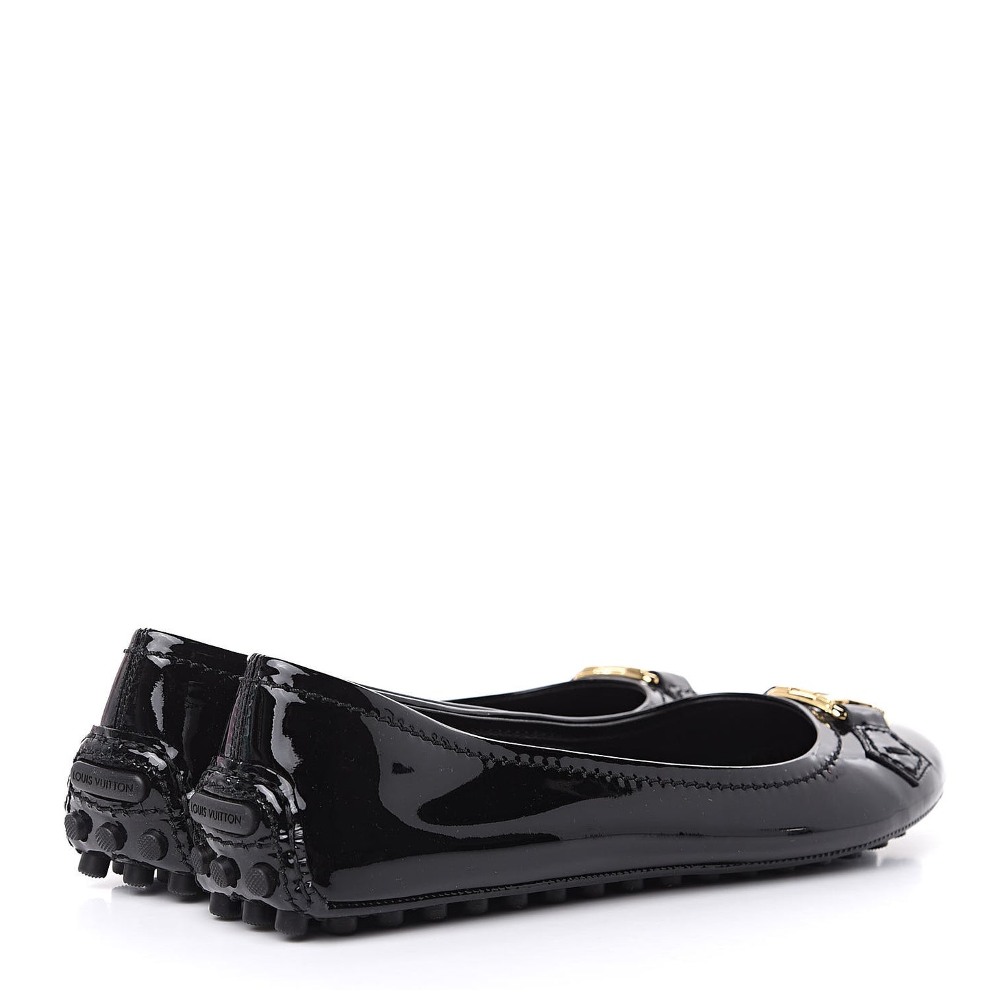 Patent Calfskin Oxford Ballerina Flats 39 Black