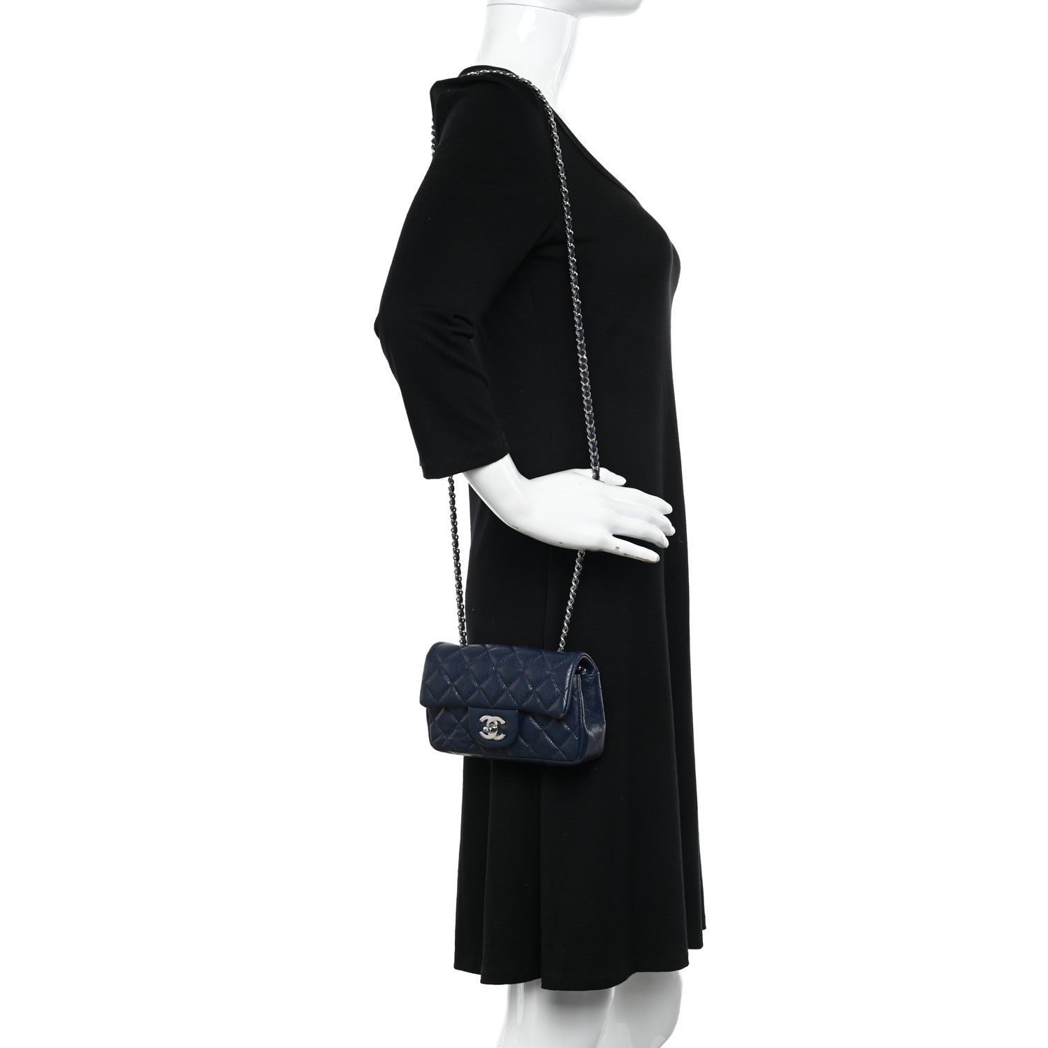 Chanel Caviar Quilted Extra Mini Flap Blue 2 of 12