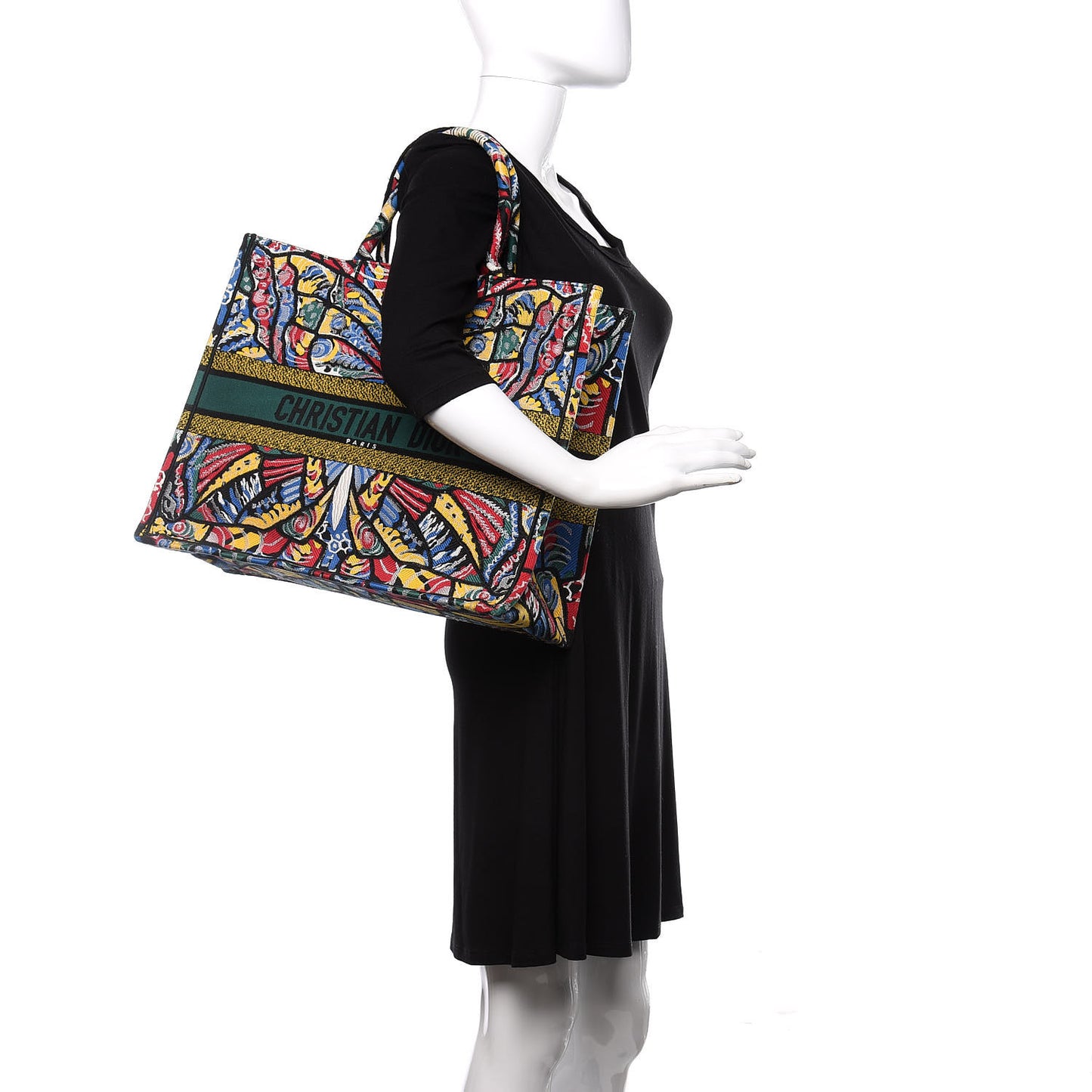 Canvas Embroidered Butterfly Book Tote Black Multicolor