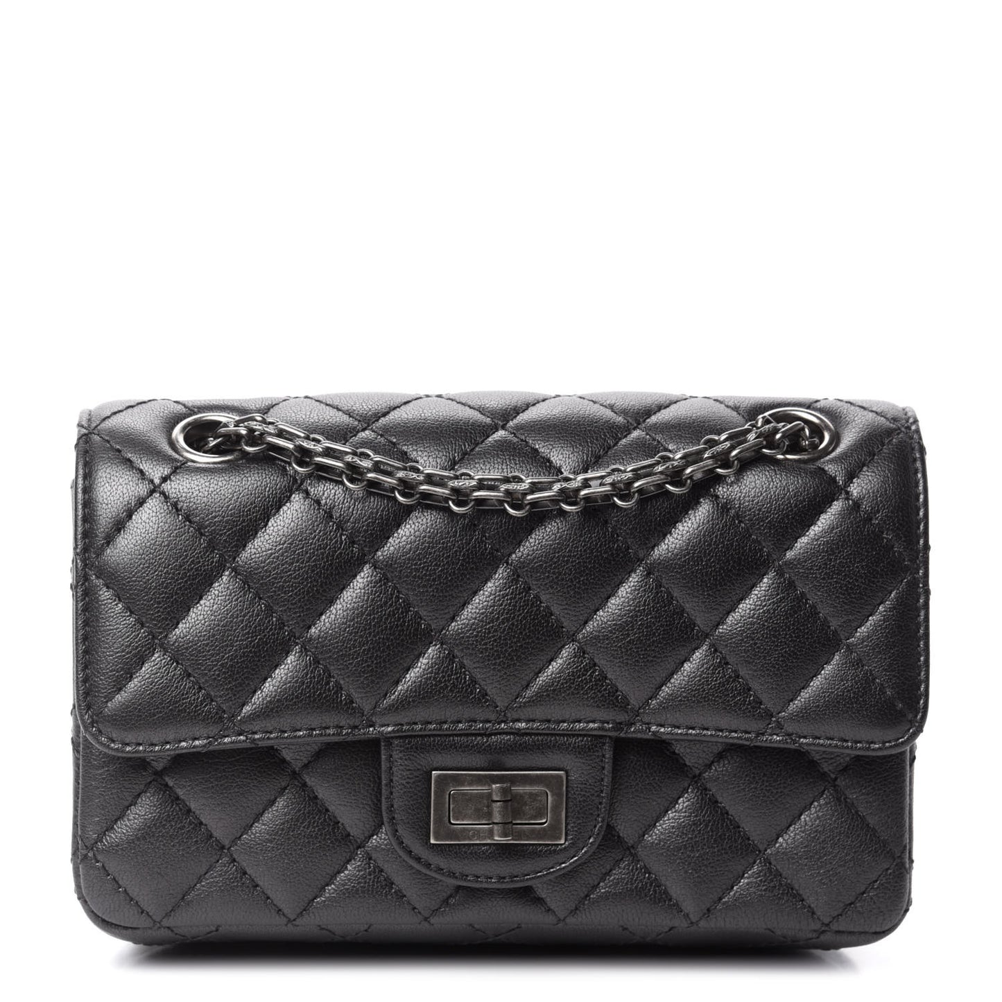 Goatskin Quilted 2.55 Reissue Mini Flap Dark Silver