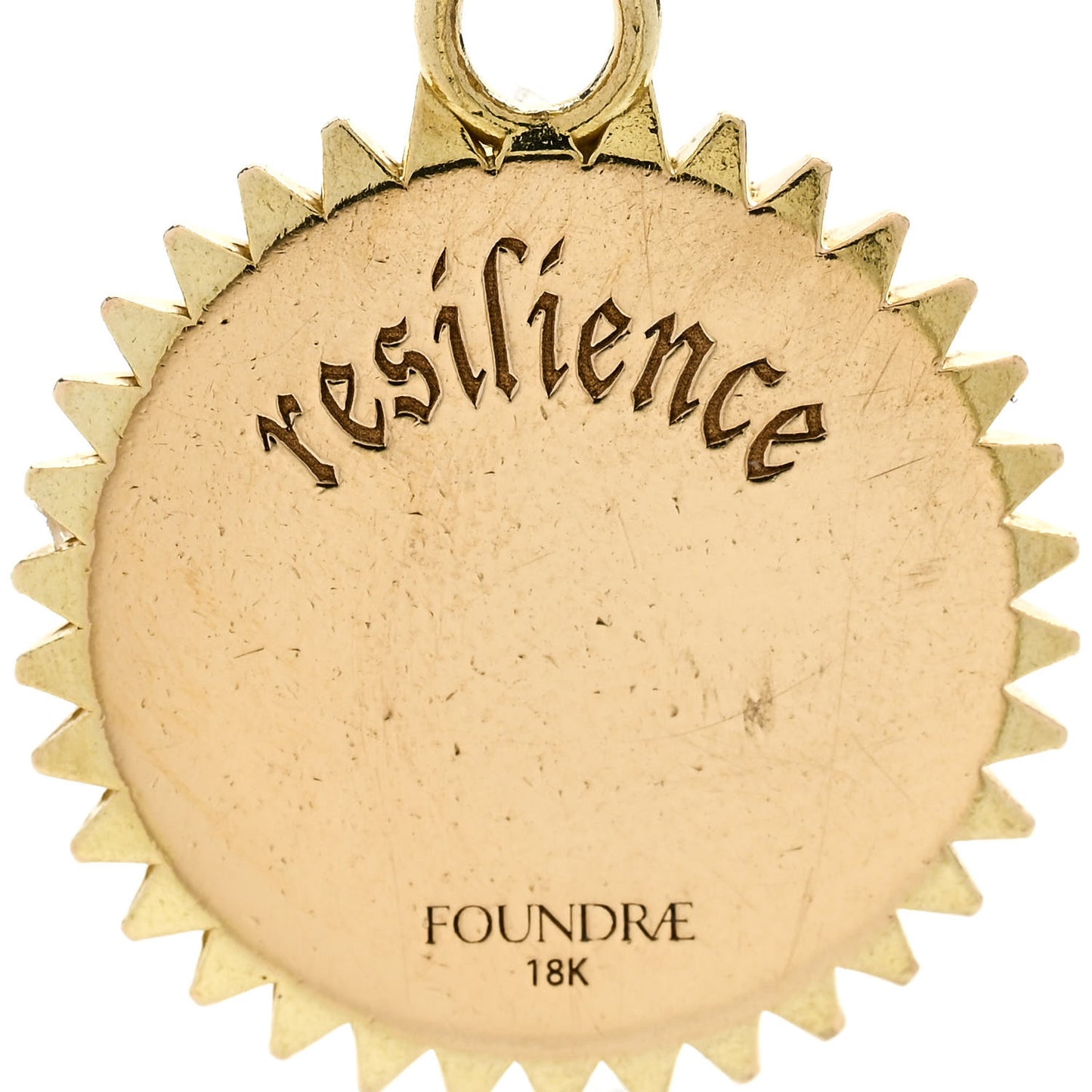 18K Yellow Gold Diamond Champleve Enamel Petite Resilience Medallion Pendant Black White
