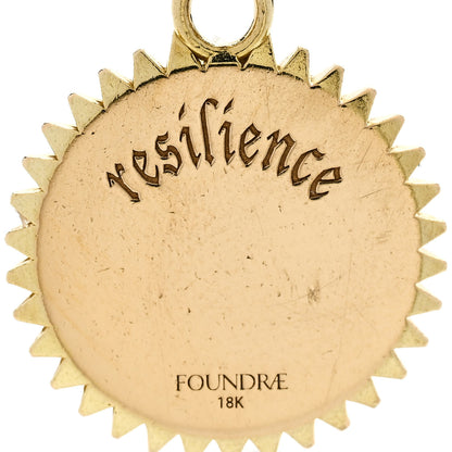 Foundrae 18K Yellow Gold Diamond Champleve Enamel Petite Resilience Medallion Pendant Black White 4 of 4
