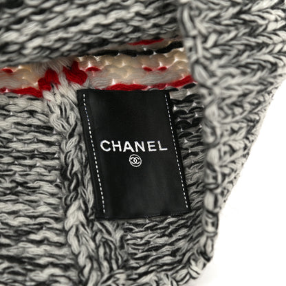 Chanel Wool Shearling CC Beanie Hat Ivory Black Red 5 of 8