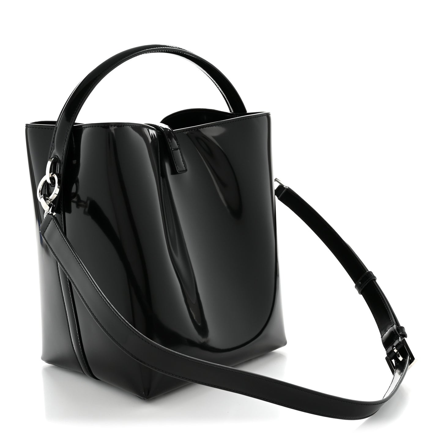 Patent Calfskin Le 37 Bucket Bag Black