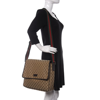 Gucci Monogram Web Medium Flap Messenger Beige Dark Brown 2 of 10