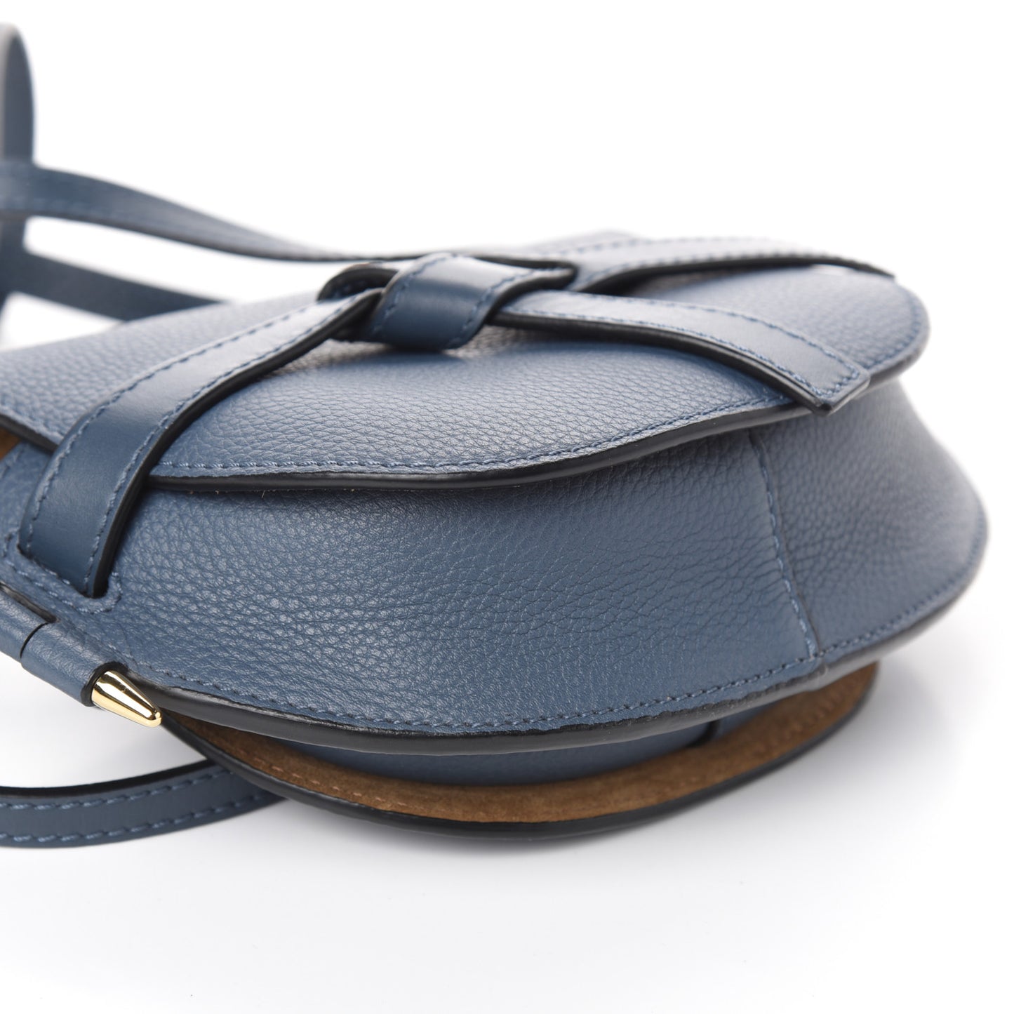 Grained Calfskin Mini Gate Crossbody Bag Steel Blue