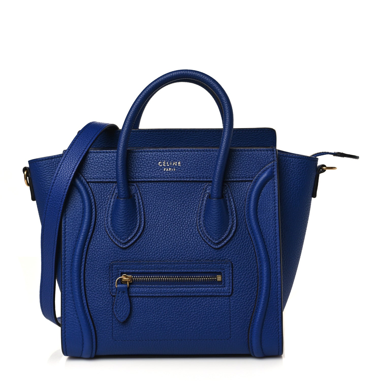 Celine Drummed Calfskin Nano Luggage Indigo 1 of 9