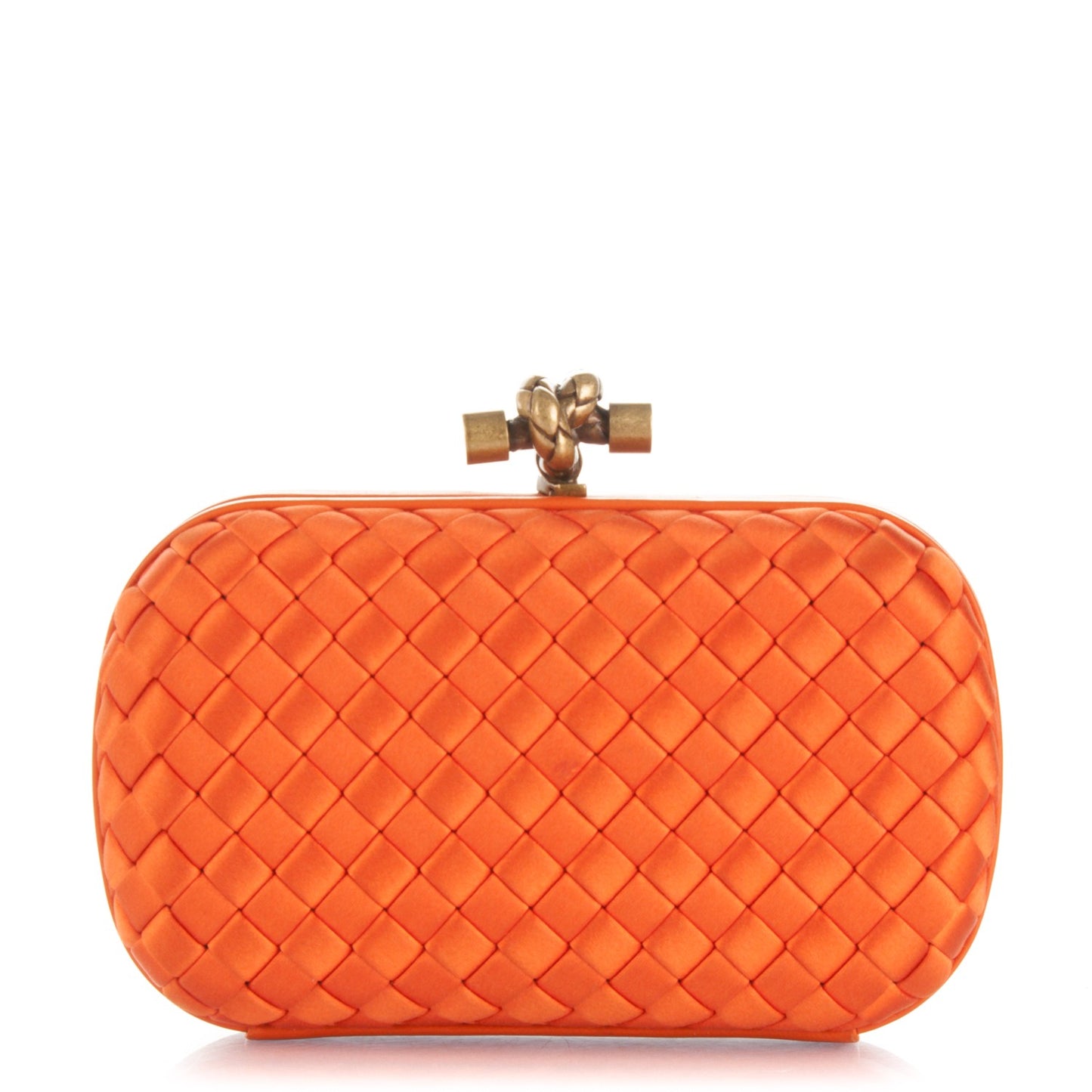 Satin Intreccio Impero Knot Clutch Orange