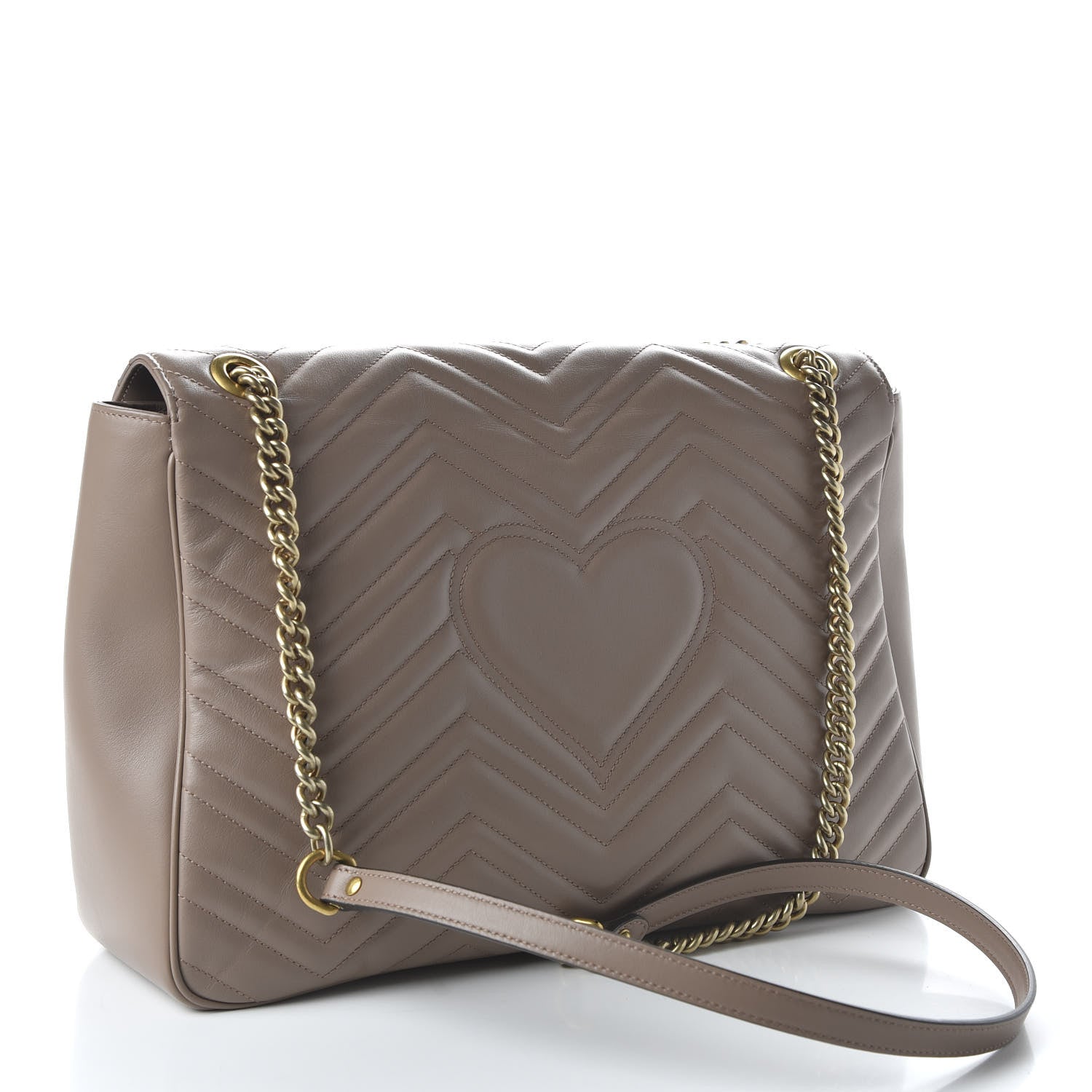 Gucci Calfskin Matelasse Heart Large GG Marmont Shoulder Bag Porcelain Rose 3 of 10
