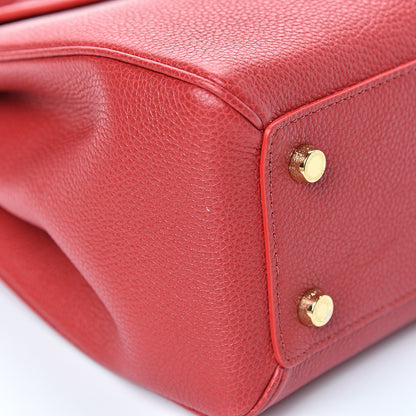 Celine Grained Calfskin Small 16 Top Handle Bag Red 10 of 10