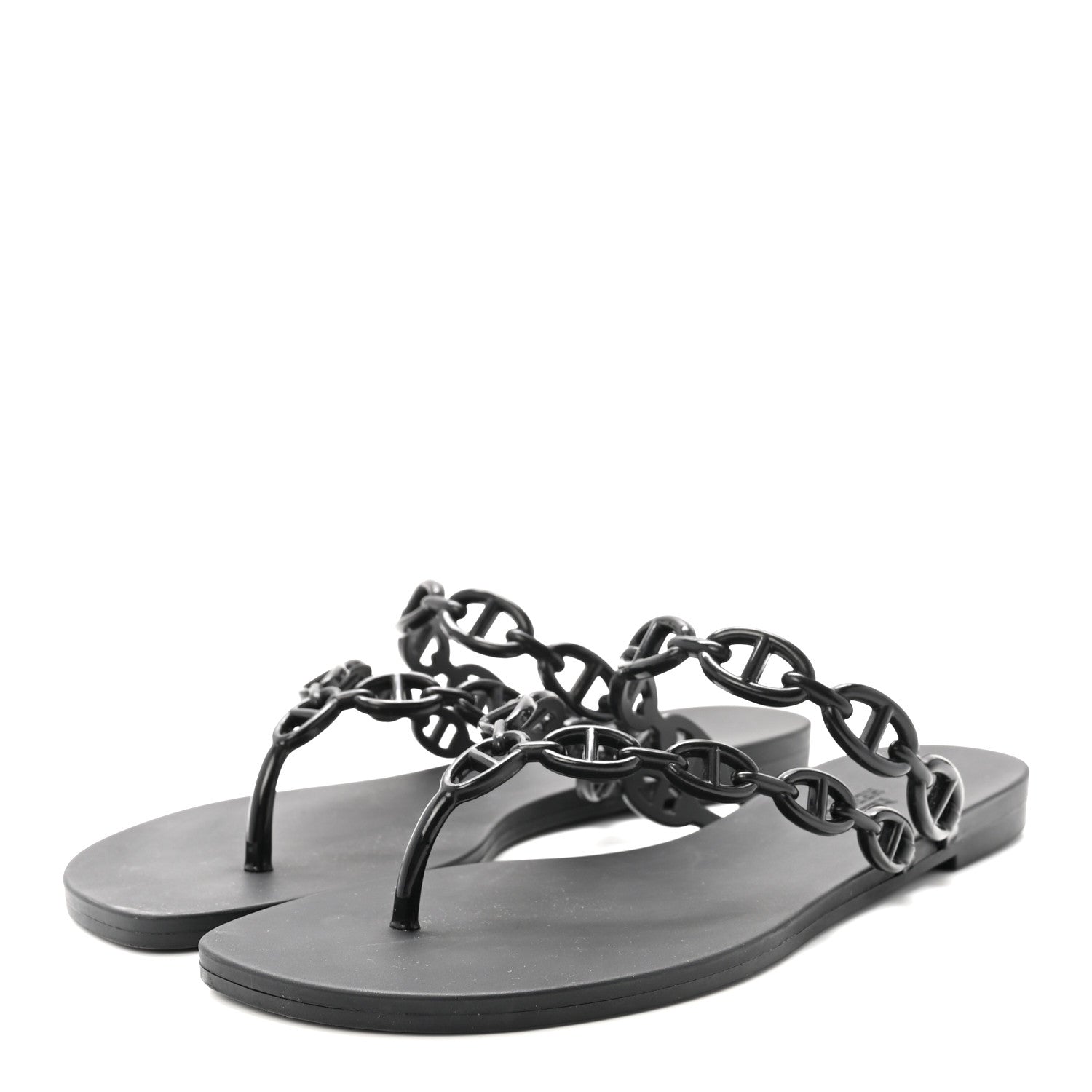 Hermes Rubber Chaine d'Ancre Island Sandals 38 Black 4 of 9