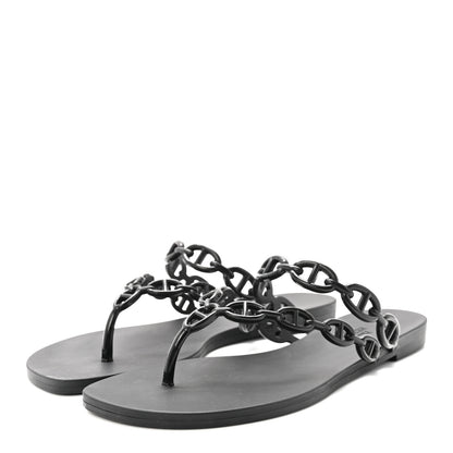 Hermes Rubber Chaine d'Ancre Island Sandals 38 Black 4 of 9
