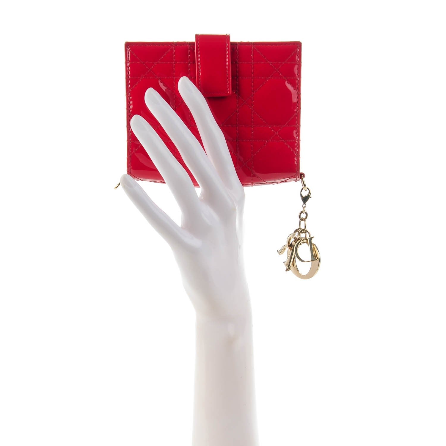 Christian Dior Patent Cannage Lady Dior Eden Wallet Red 2 of 8