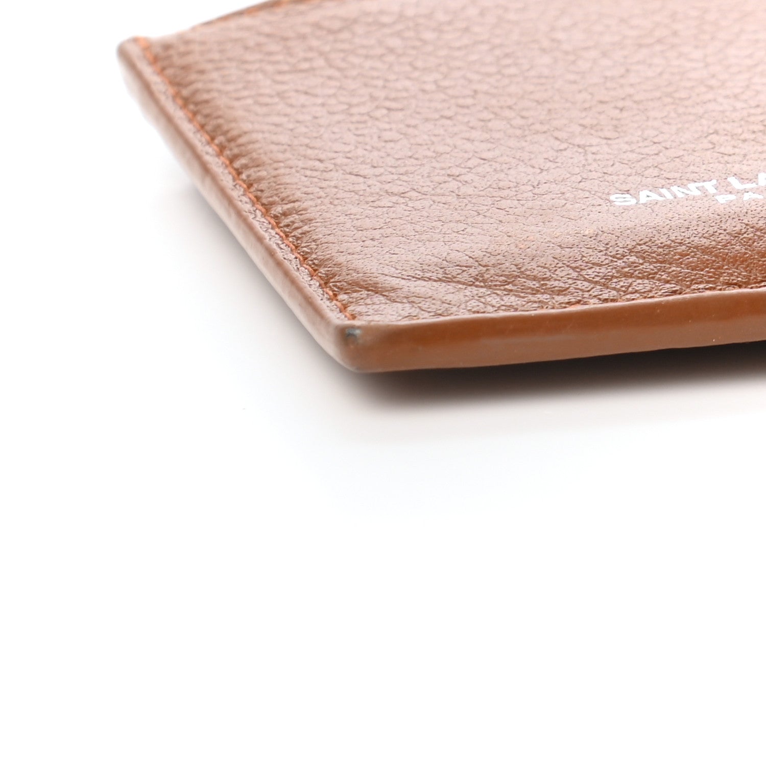 Saint Laurent Grained Calfskin 5 Fragments Zip Pouch Card Holder Brown Gold 7 of 9