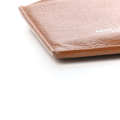 Saint Laurent Grained Calfskin 5 Fragments Zip Pouch Card Holder Brown Gold 7 of 9