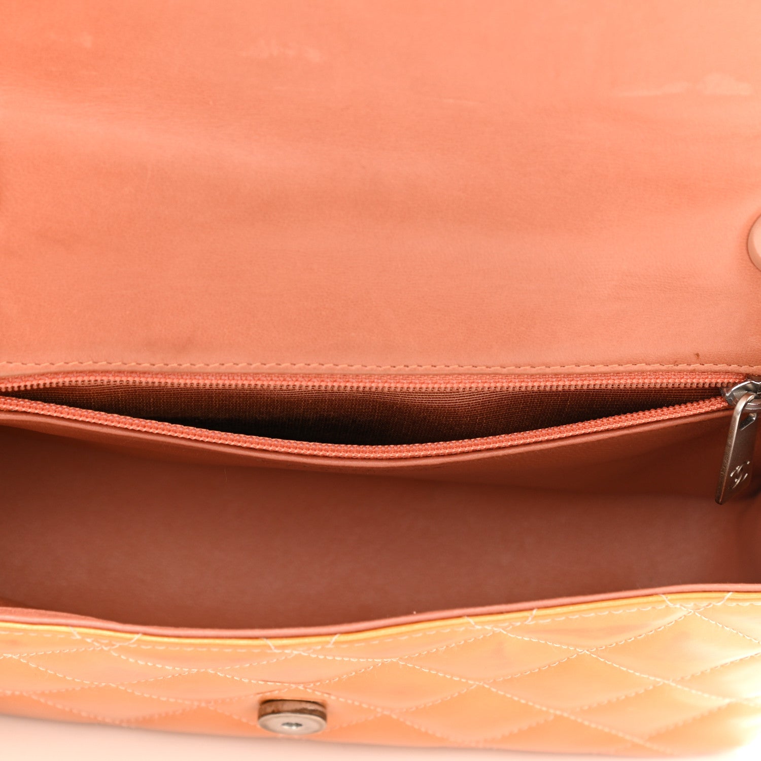 Chanel Patent Quilted Mini Rectangular Flap Orange 5 of 10